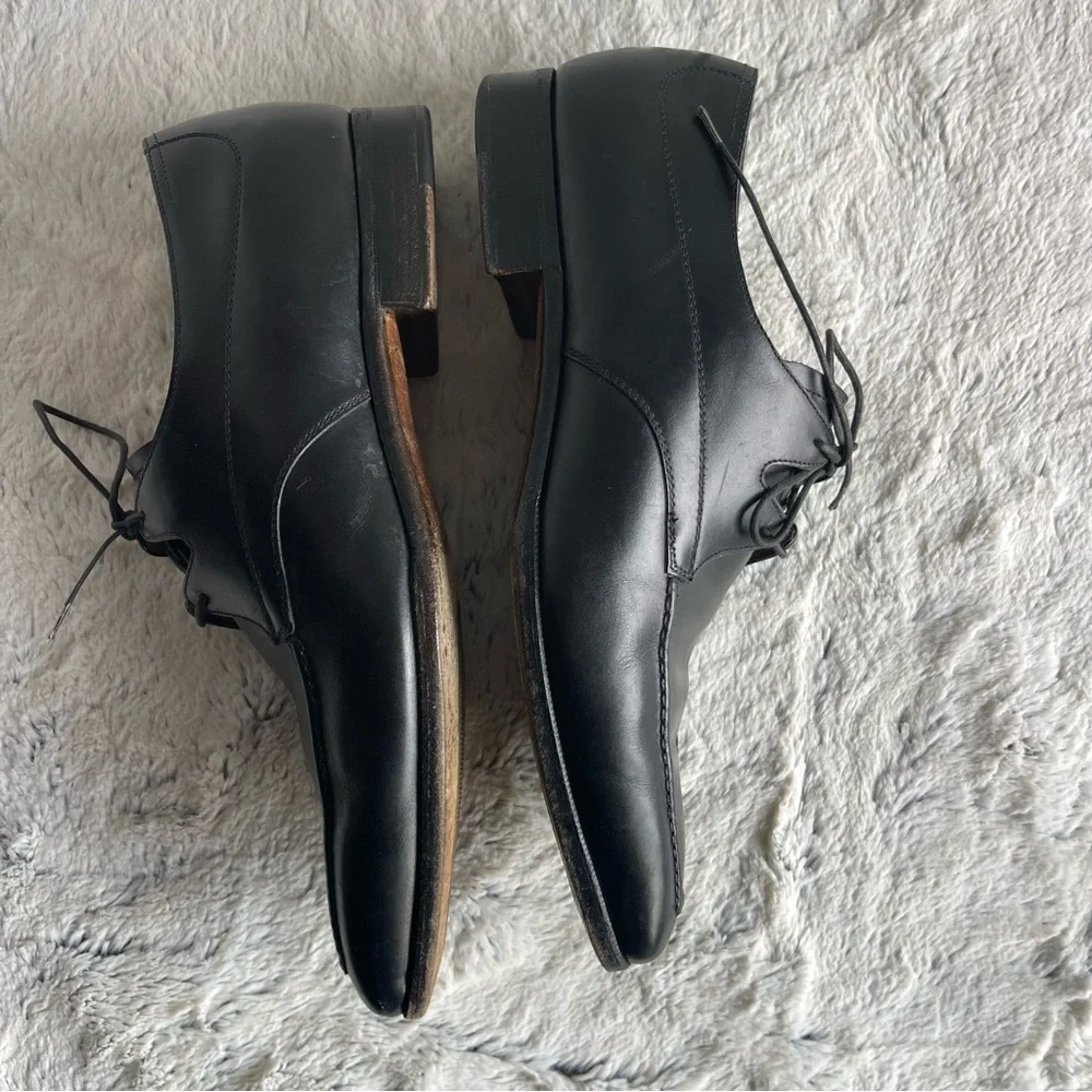 Gravati Shoes Mens 8.5 Black Italian Derby Leather Blucher Luxe ITALY
